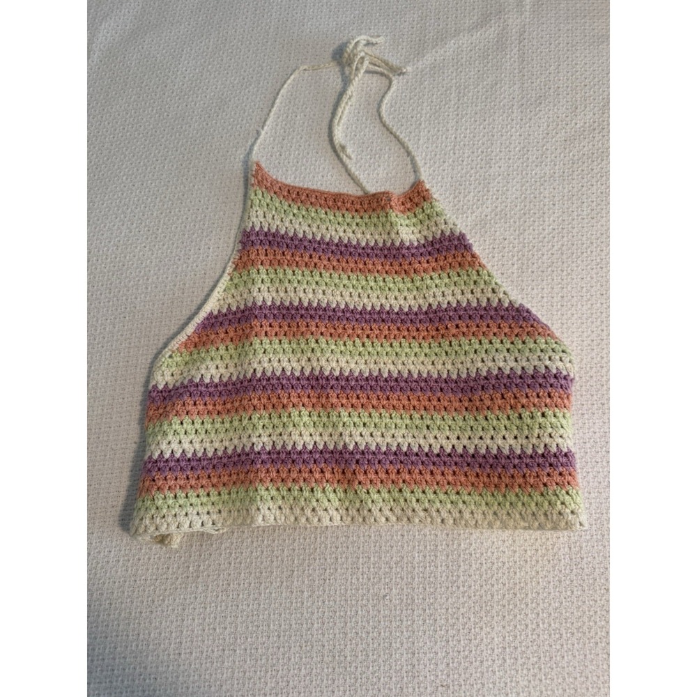 NWT BP Crocheted Lavender/Peach/Mint Green Halter Top Size 1X